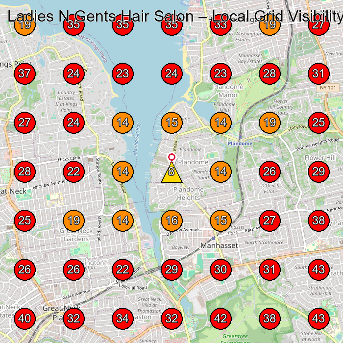 Ladies N Gents Hair Salon GeoGrid visibility map for Hair Salon in Great Neck